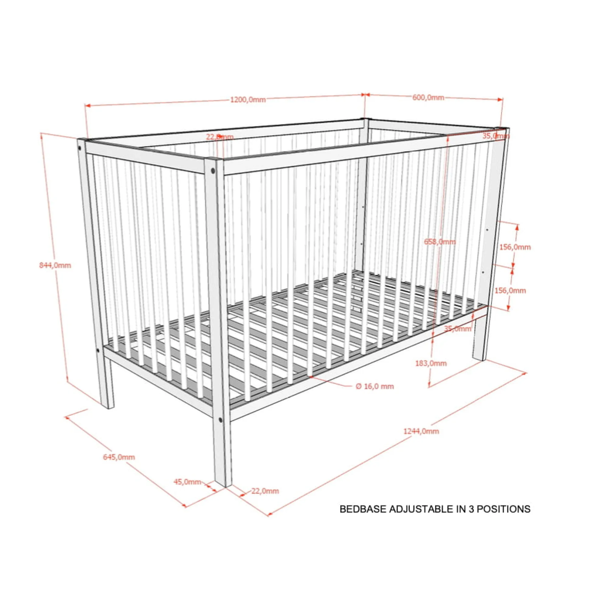 Babyledikanten^Huisenthuis Babybed Taylor Wit