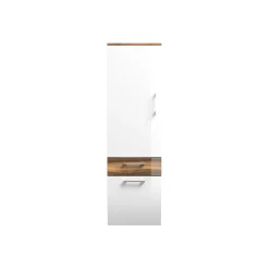 Badkamerkasten^Huisenthuis Badkamer kolomkast Ilse Walnoot Wit Curve Walnoot, Wit