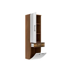 Badkamerkasten^Huisenthuis Badkamer kolomkast Ilse Walnoot Wit Curve Walnoot, Wit