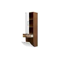 Badkamerkasten^Huisenthuis Badkamer kolomkast Ilse Walnoot Wit Curve Walnoot, Wit