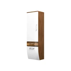 Badkamerkasten^Huisenthuis Badkamer kolomkast Ilse Walnoot Wit Curve Walnoot, Wit