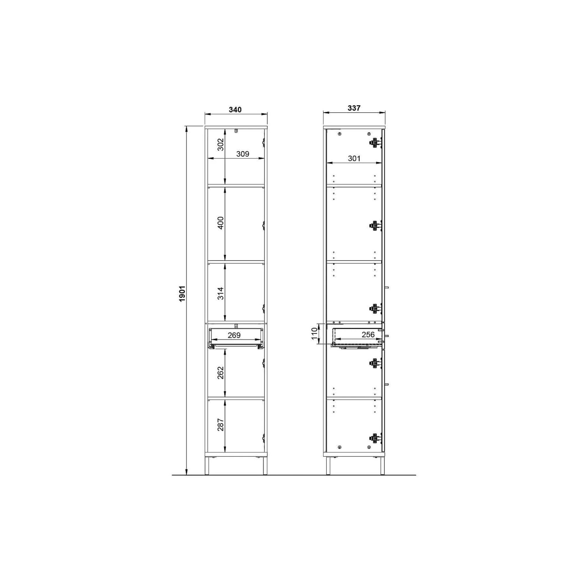 Badkamerkasten^Huisenthuis Badkamer kolomkast Serpa 190 cm Grafiet Eiken