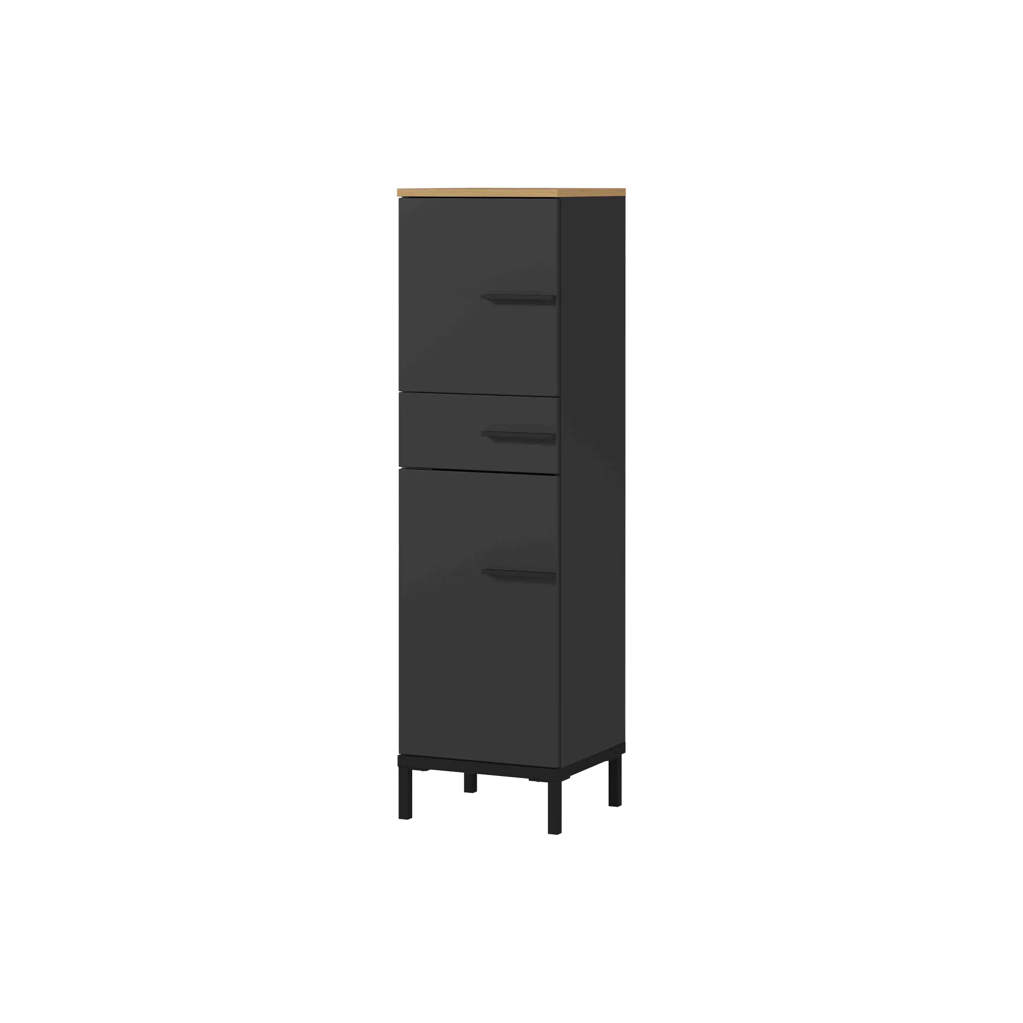 Badkamerkasten^Huisenthuis Badkamer kolomkast Serpa 123 cm Grafiet Eiken