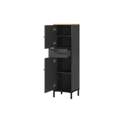 Badkamerkasten^Huisenthuis Badkamer kolomkast Serpa 123 cm Grafiet Eiken