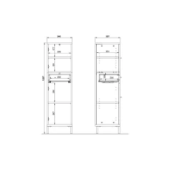 Badkamerkasten^Huisenthuis Badkamer kolomkast Serpa 123 cm Grafiet Eiken