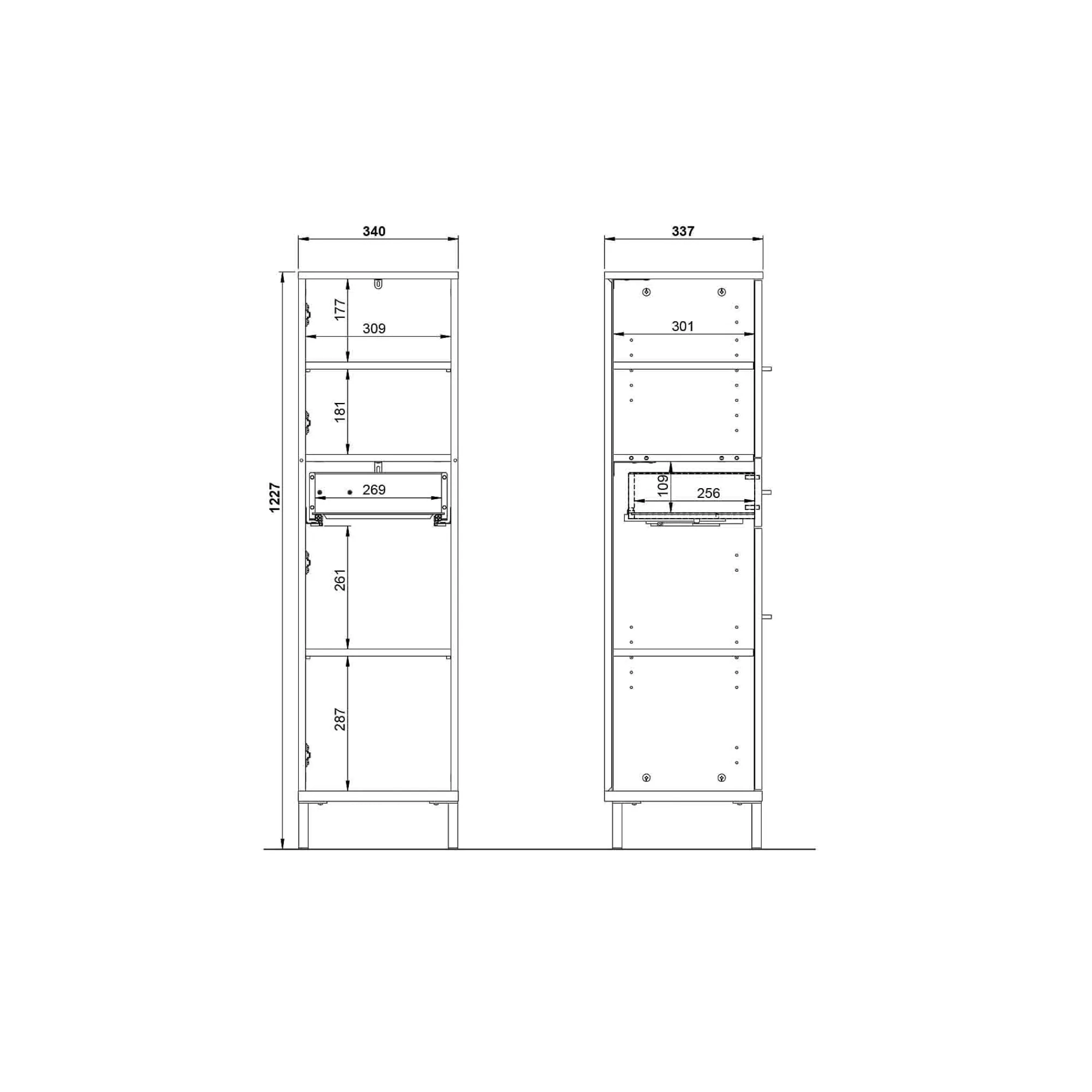 Badkamerkasten^Huisenthuis Badkamer kolomkast Serpa 123 cm Grafiet Eiken