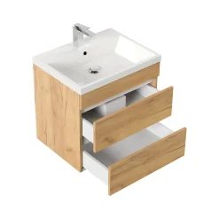 Wastafelkasten^Huisenthuis Badmeubel Atlanta 60 cm Eiken