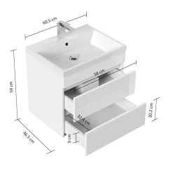 Wastafelkasten^Huisenthuis Badmeubel Atlanta 60 cm Eiken