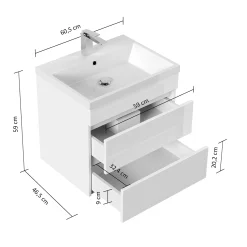 Wastafelkasten^Huisenthuis Badmeubel Atlanta 60 cm Grafiet