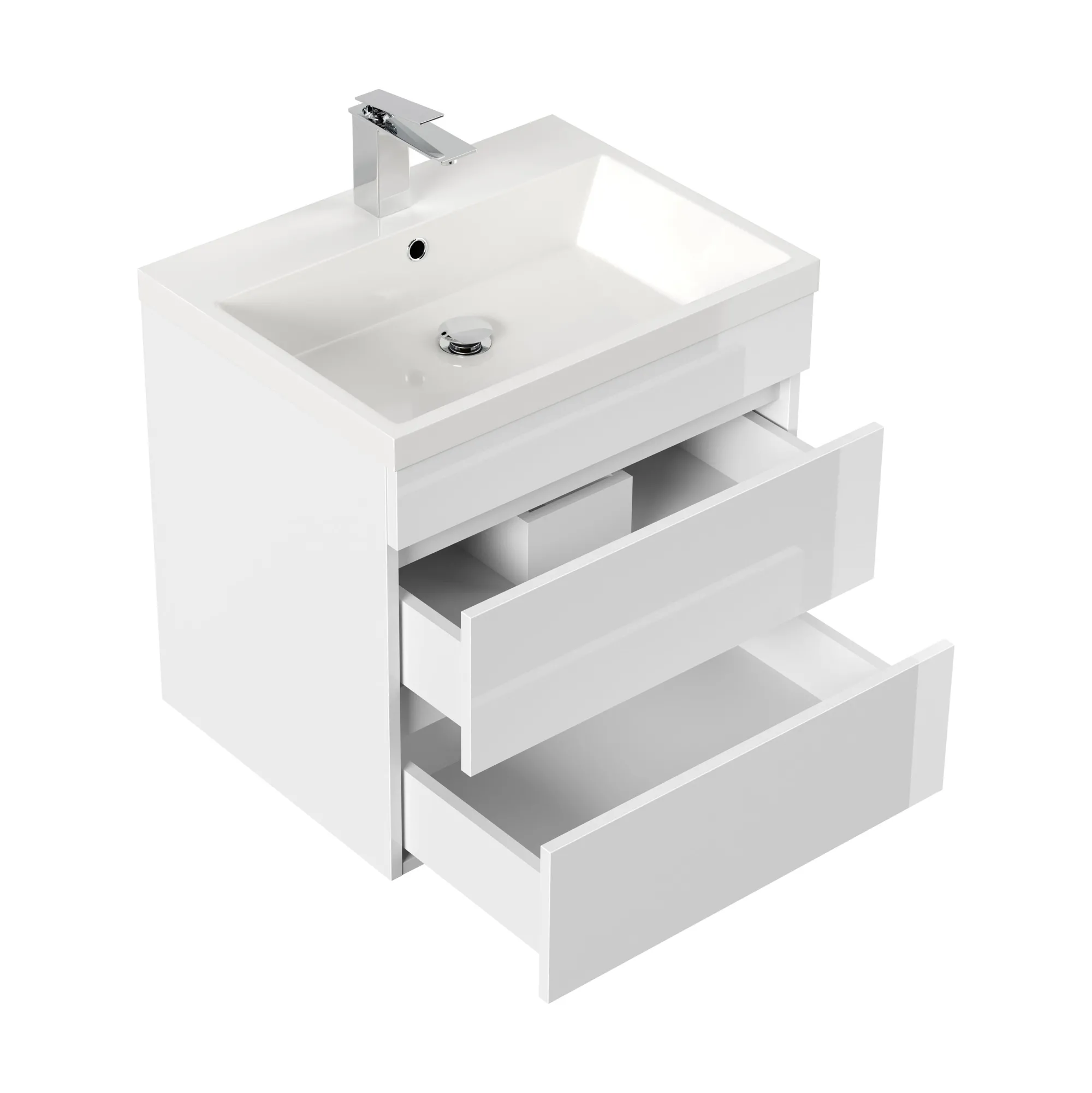 Wastafelkasten^Huisenthuis Badmeubel Atlanta Hoogglans 60 cm Wit