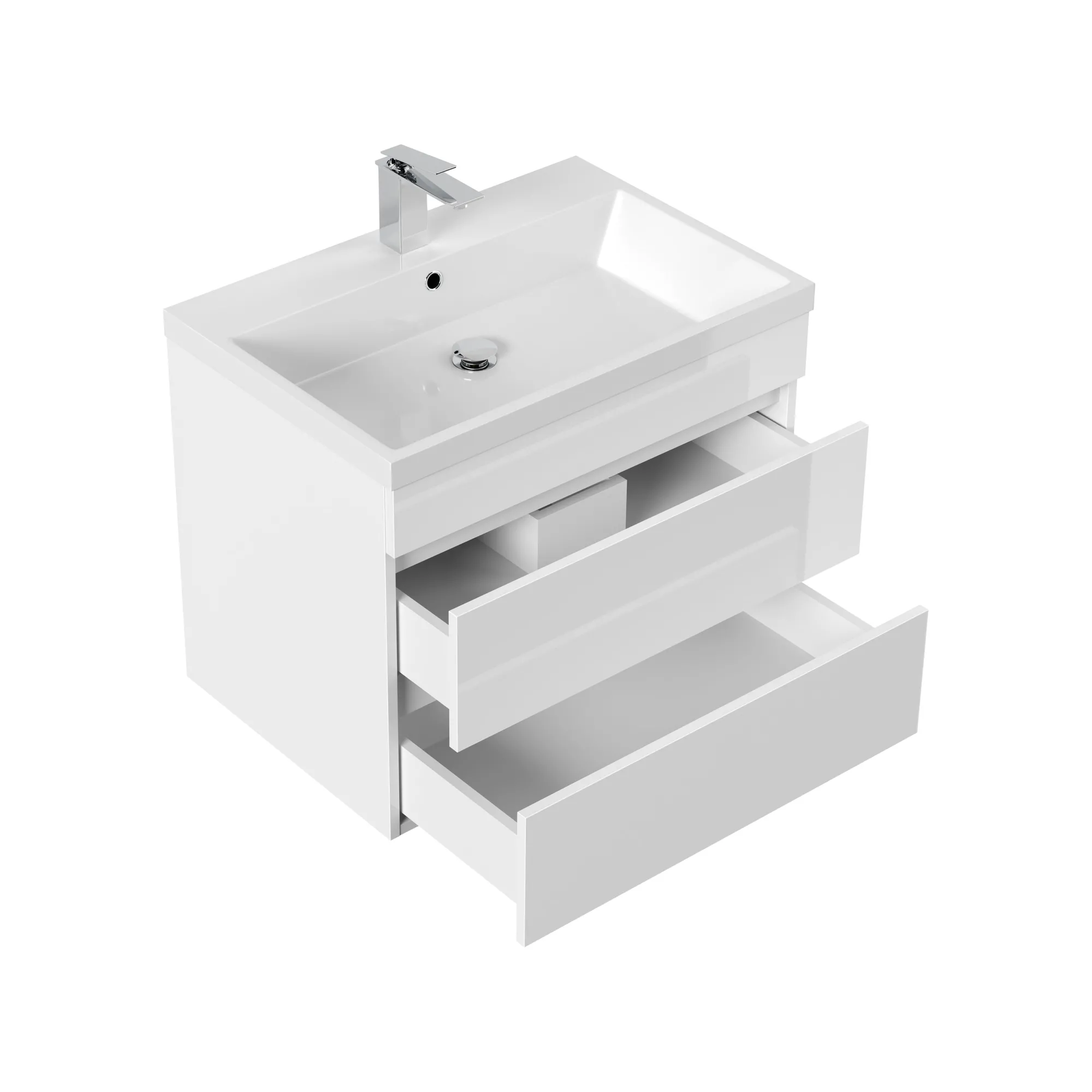Wastafelkasten^Huisenthuis Badmeubel Atlanta Hoogglans 70 cm Wit