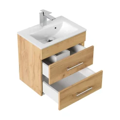Wastafelkasten^Huisenthuis Badmeubel Austin 50 cm Eiken