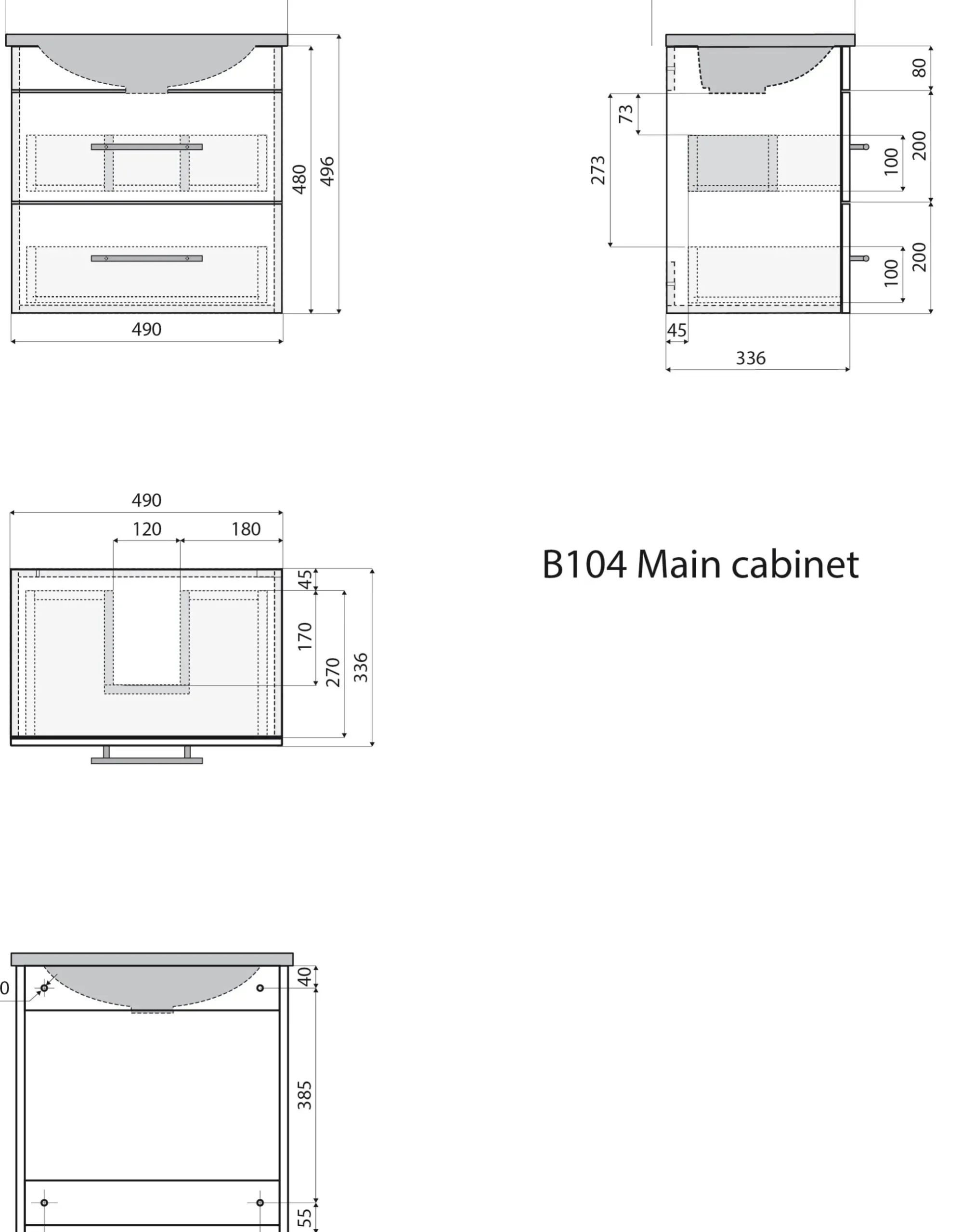 Wastafelkasten^Huisenthuis Badmeubel Austin 50 cm Grafiet