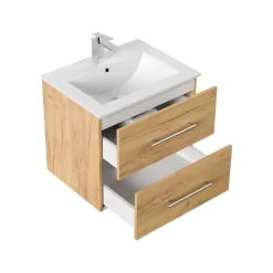 Wastafelkasten^Huisenthuis Badmeubel Bilbao 60 cm Eiken