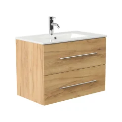 Wastafelkasten^Huisenthuis Badmeubel Bilbao 80 cm Eiken