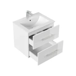 Wastafelkasten^Huisenthuis Badmeubel Bilbao Hoogglans 60 cm Wit