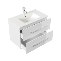 Wastafelkasten^Huisenthuis Badmeubel Bilbao Hoogglans 80 cm Wit