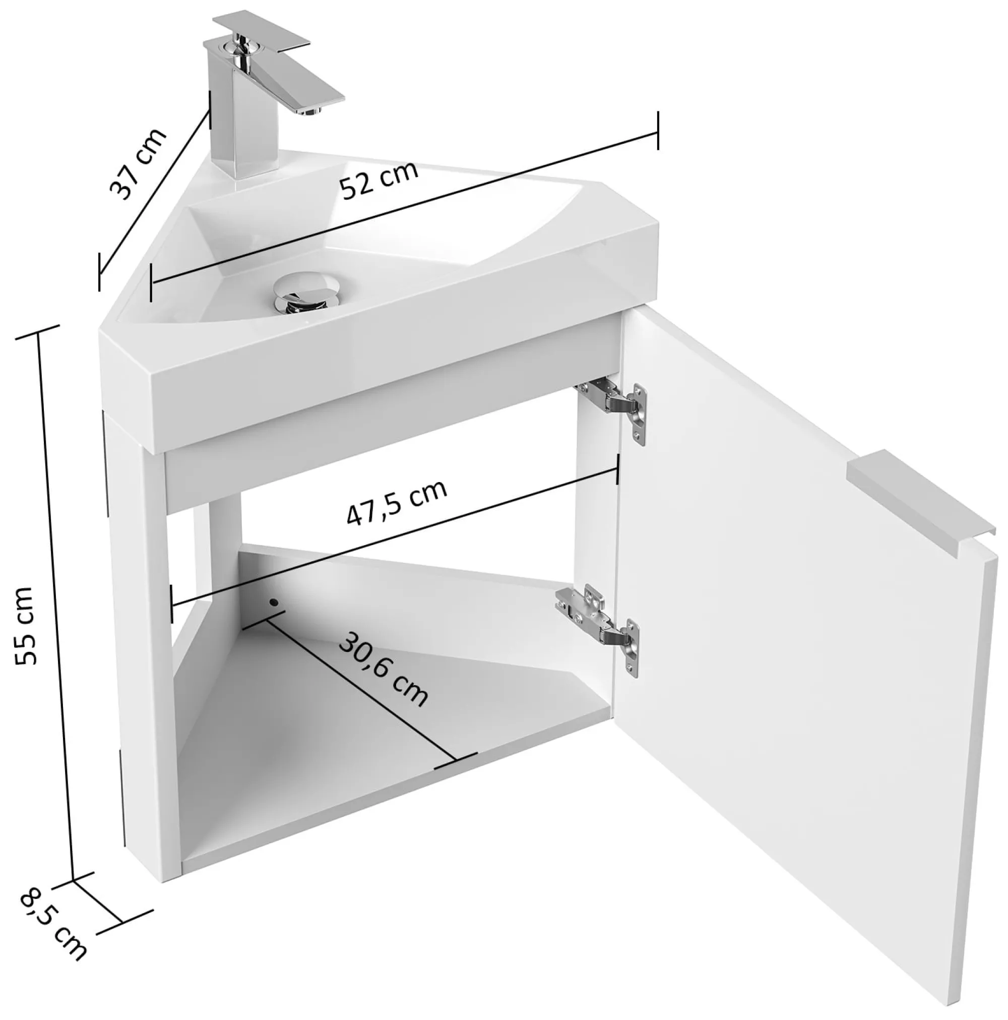 Wastafelkasten^Huisenthuis Badmeubel Como 52 cm Eiken