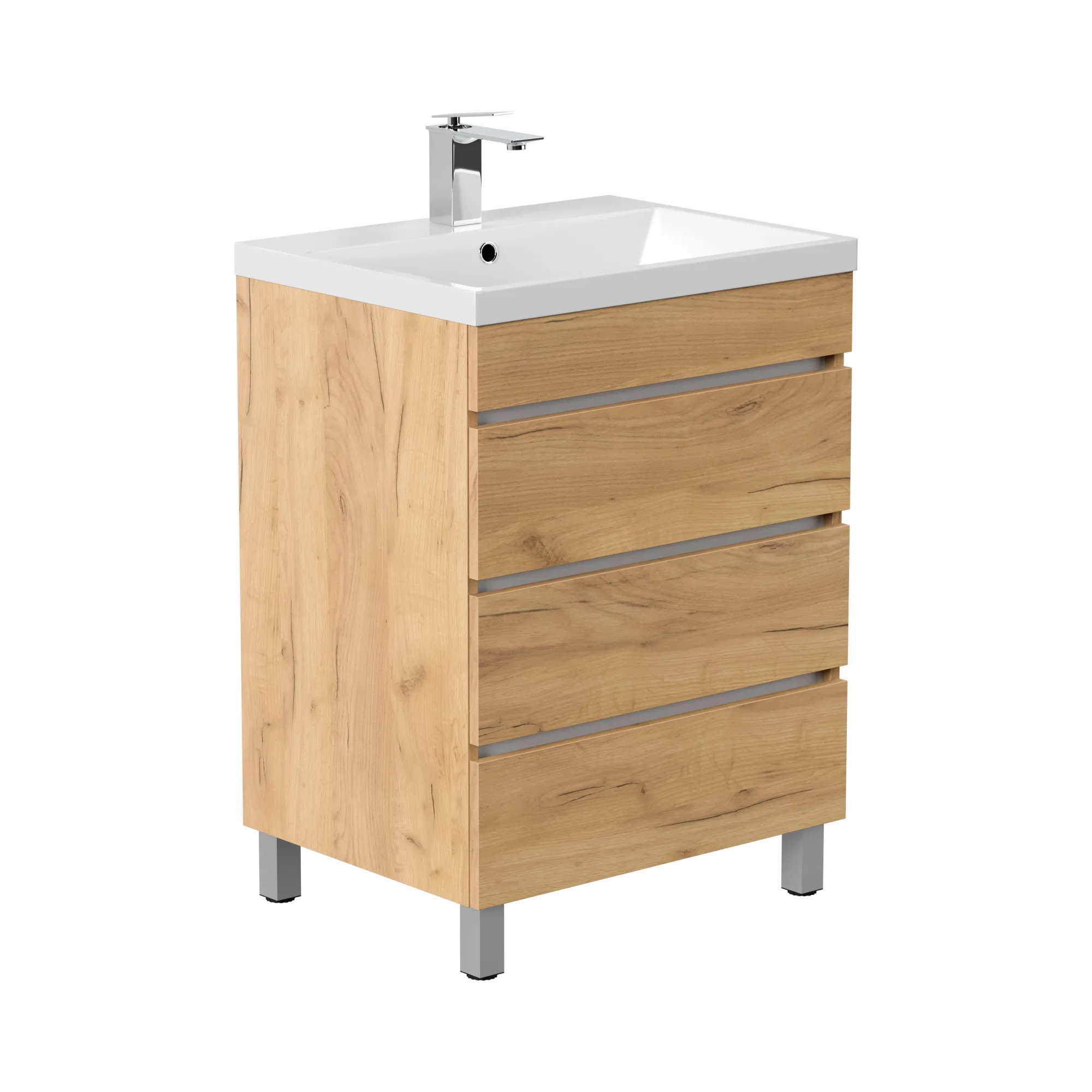 Wastafelkasten^Huisenthuis Badmeubel Dallas 60 cm Eiken