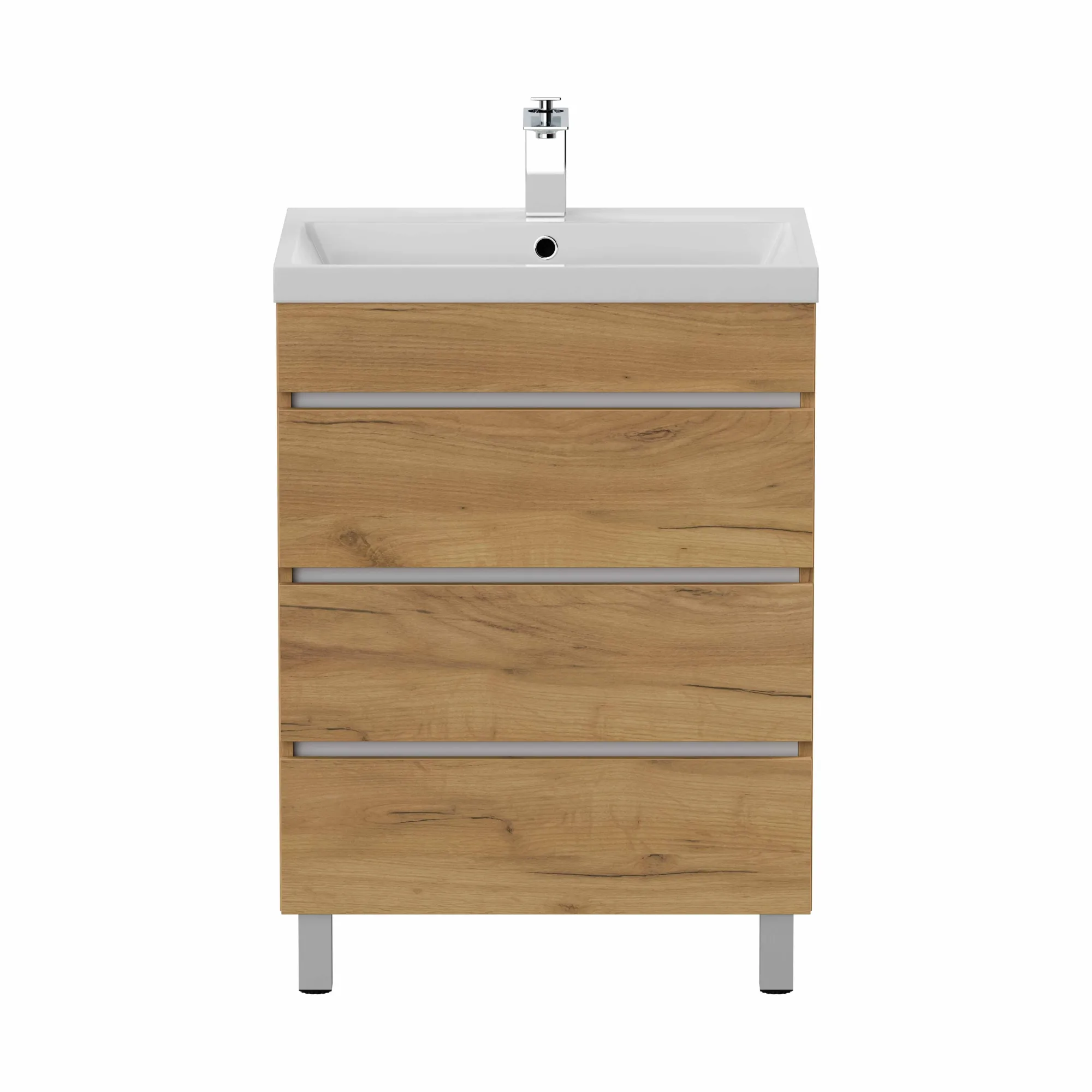 Wastafelkasten^Huisenthuis Badmeubel Dallas 60 cm Eiken