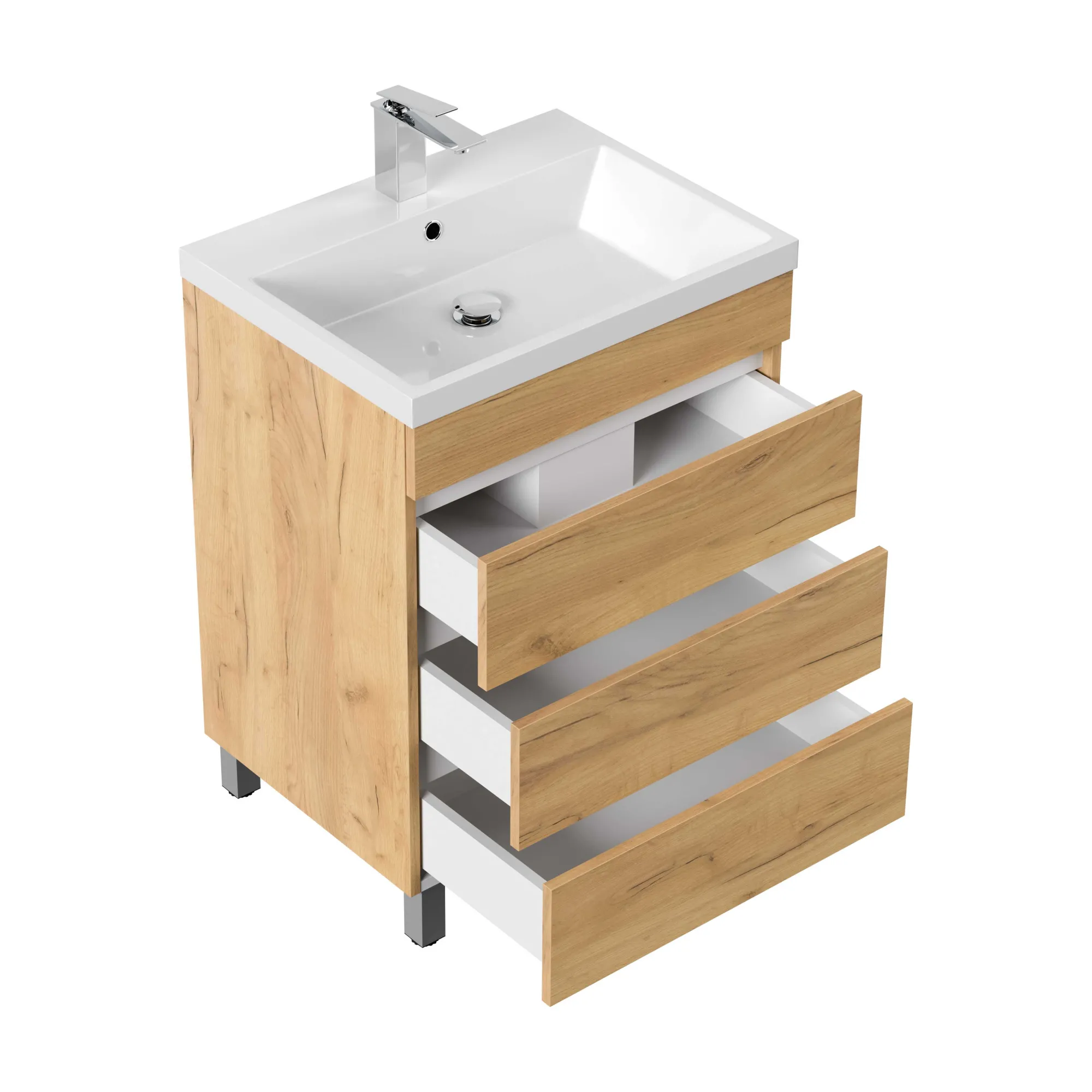 Wastafelkasten^Huisenthuis Badmeubel Dallas 60 cm Eiken