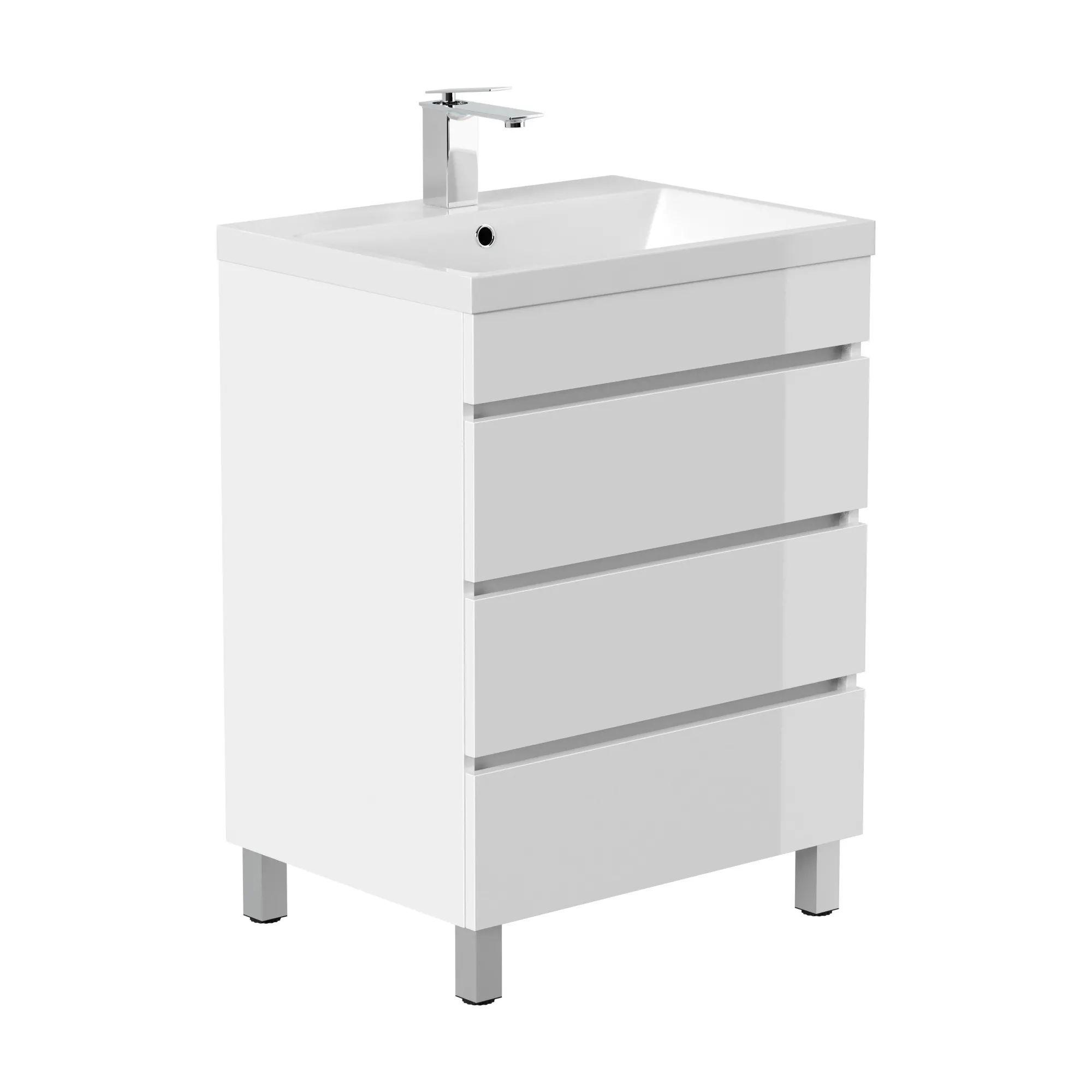 Wastafelkasten^Huisenthuis Badmeubel Dallas Hoogglans 60 cm Wit