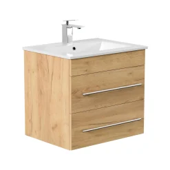 Wastafelkasten^Huisenthuis Badmeubel Luton 60 cm Eiken