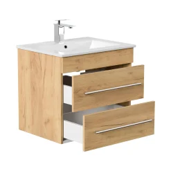 Wastafelkasten^Huisenthuis Badmeubel Luton 60 cm Eiken