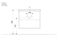 Wastafelkasten^Huisenthuis Badmeubel Luton 60 cm Grafiet