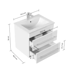 Wastafelkasten^Huisenthuis Badmeubel Luton Hoogglans 60 cm Wit