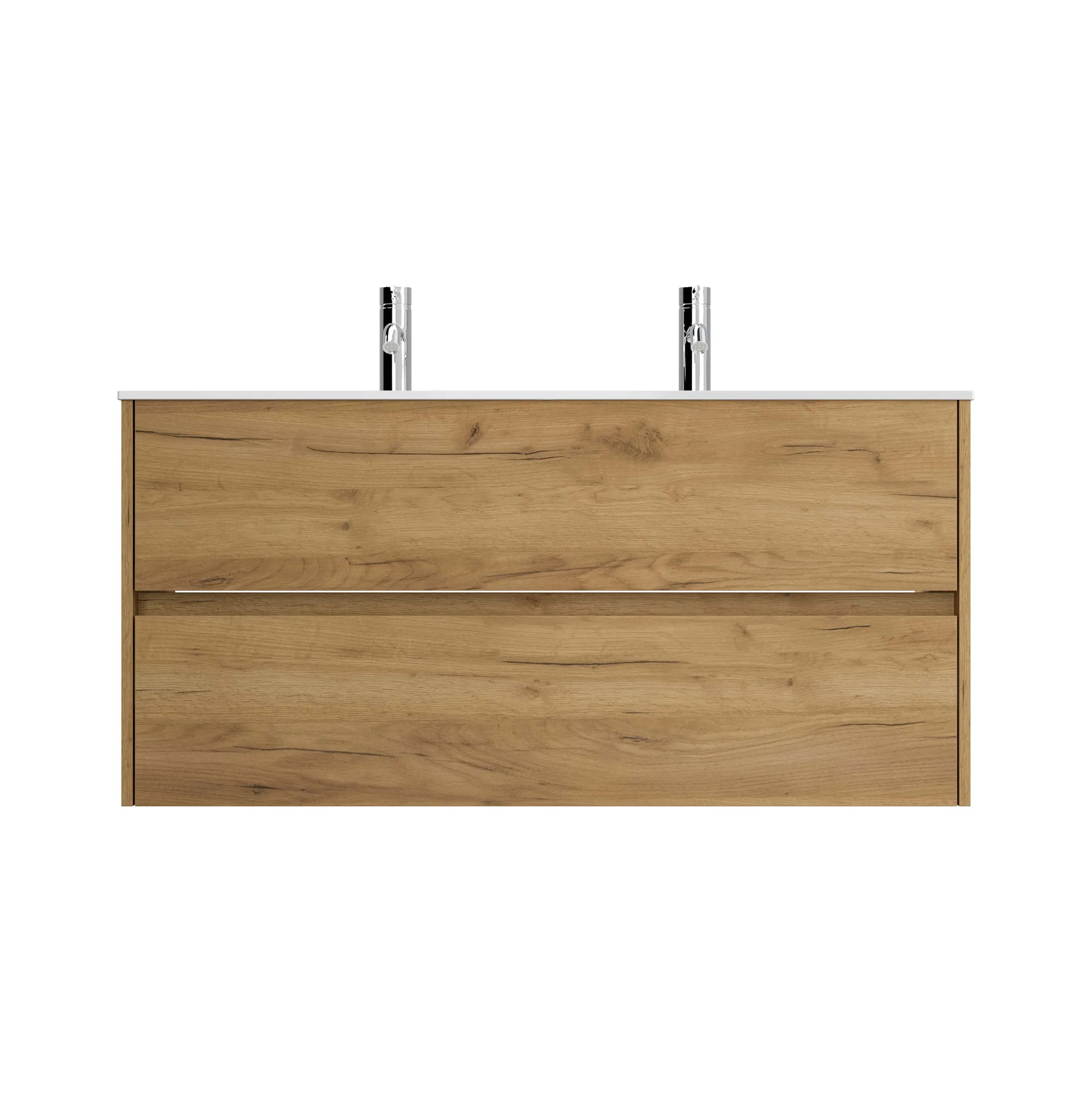 Wastafelkasten^Huisenthuis Badmeubel Phoenix Dubbele Kraan 120 cm Eiken