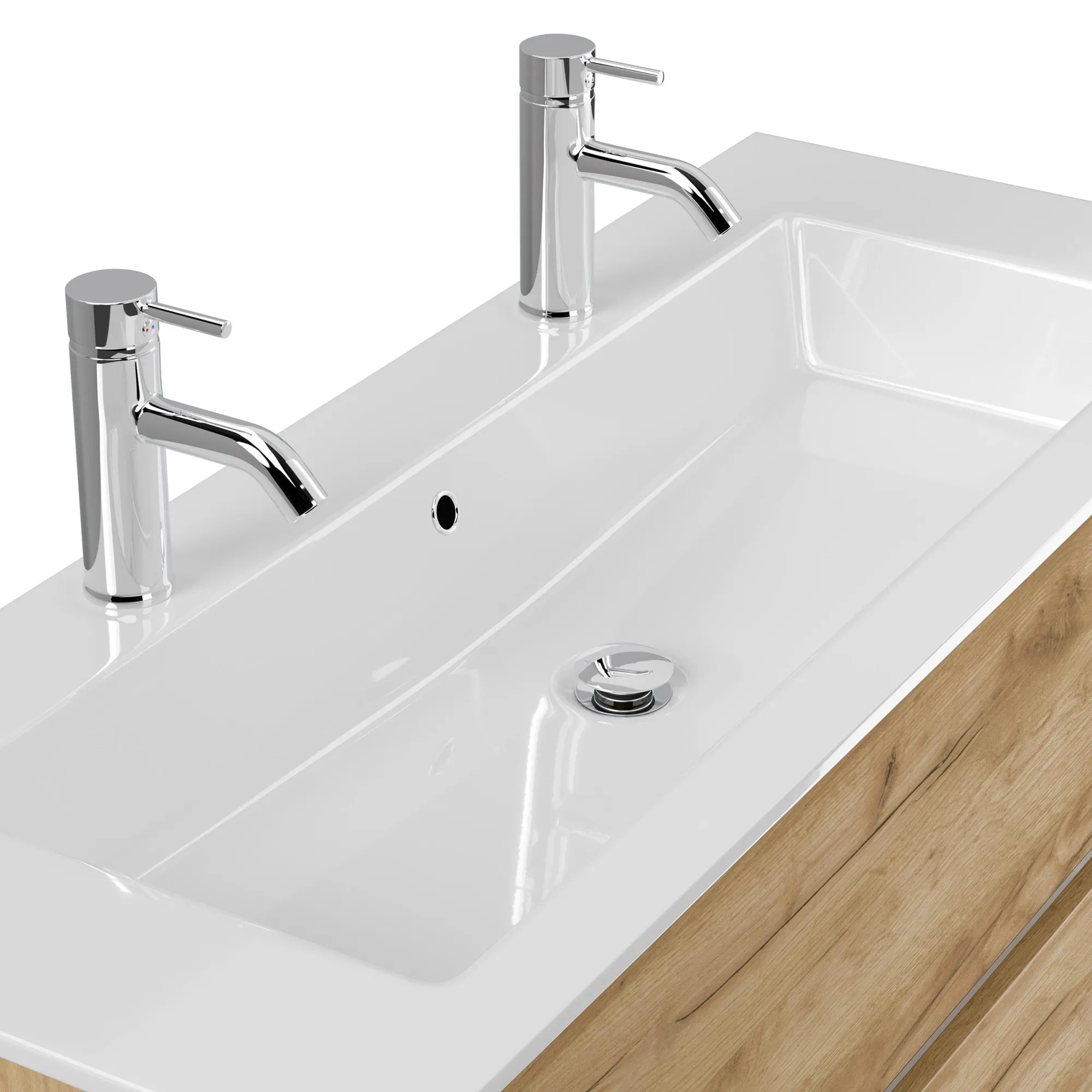 Wastafelkasten^Huisenthuis Badmeubel Phoenix Dubbele Kraan 120 cm Eiken