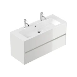Wastafelkasten^Huisenthuis Badmeubel Phoenix Hoogglans Dubbele Kraan 120 cm Wit