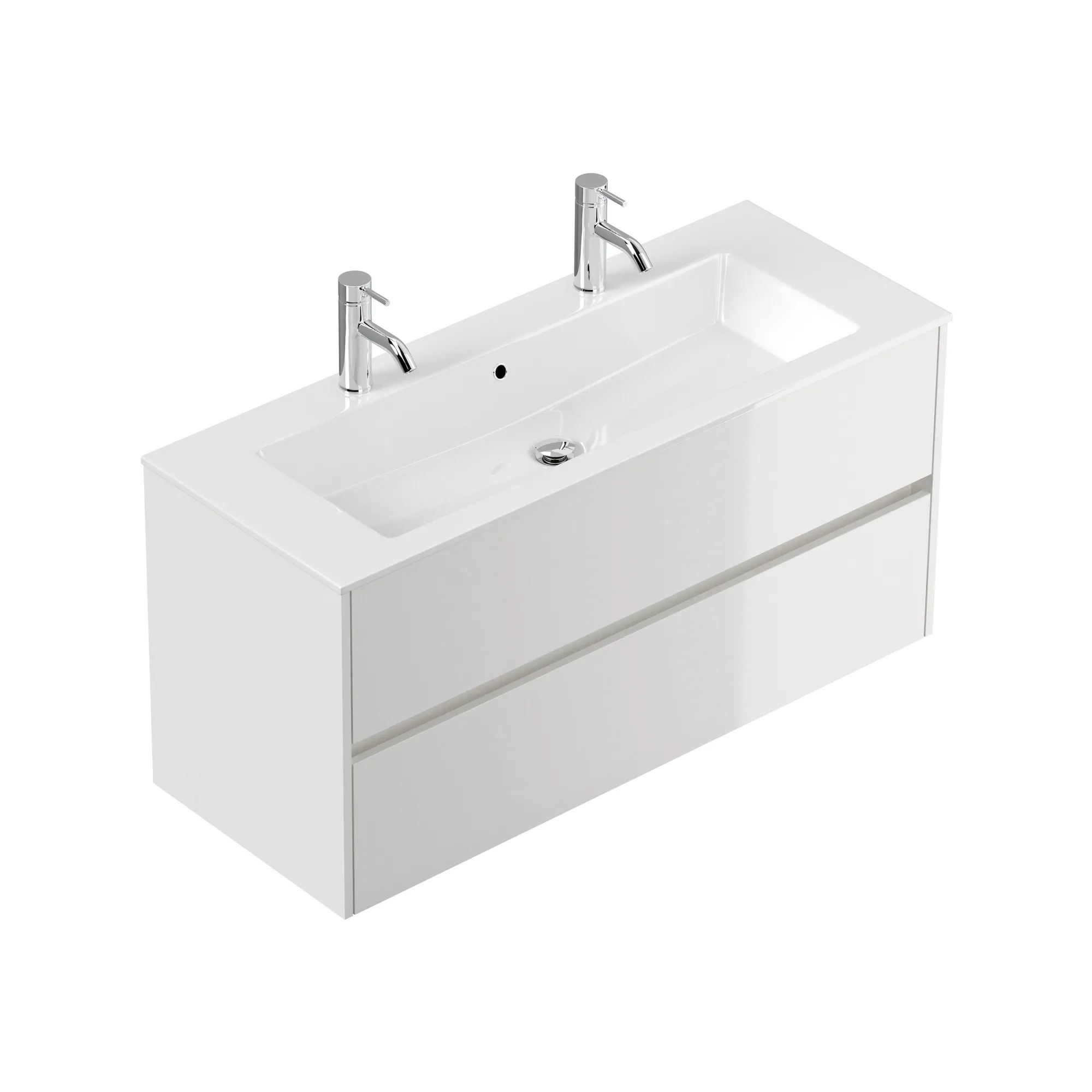 Wastafelkasten^Huisenthuis Badmeubel Phoenix Hoogglans Dubbele Kraan 120 cm Wit