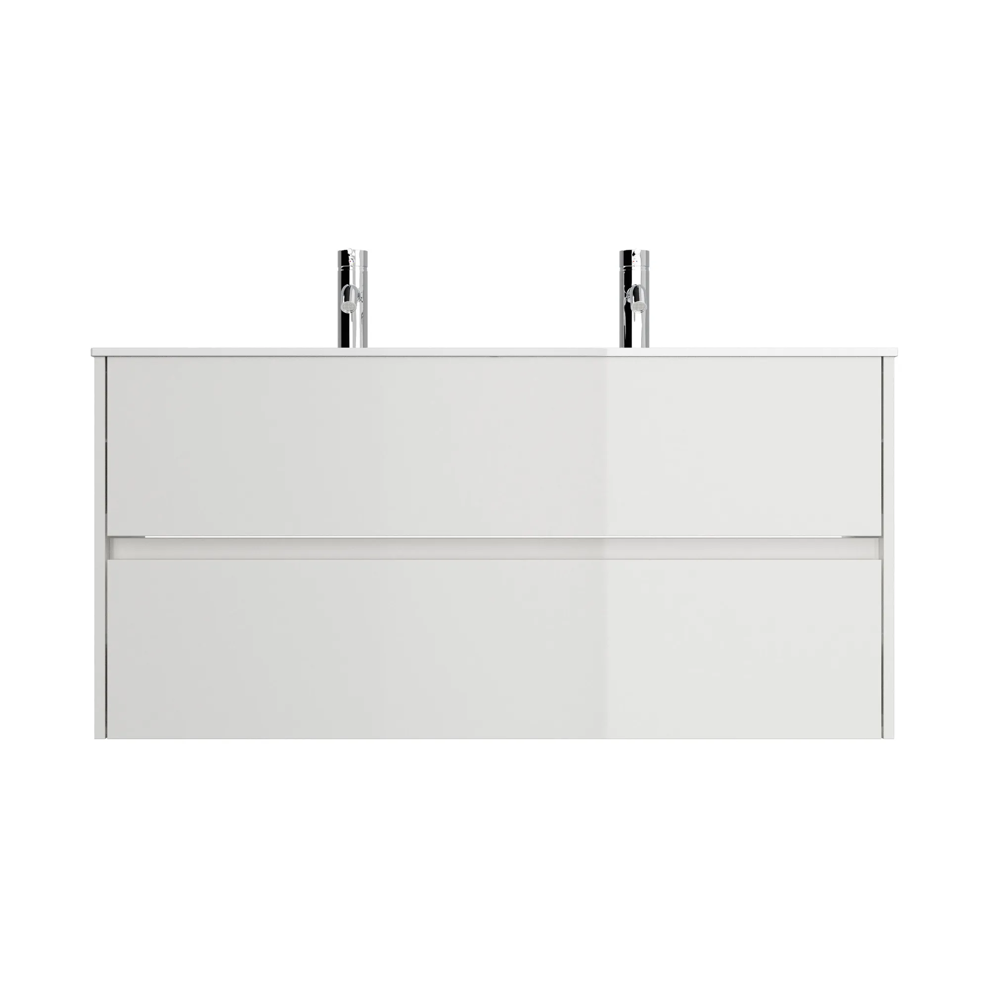 Wastafelkasten^Huisenthuis Badmeubel Phoenix Hoogglans Dubbele Kraan 120 cm Wit