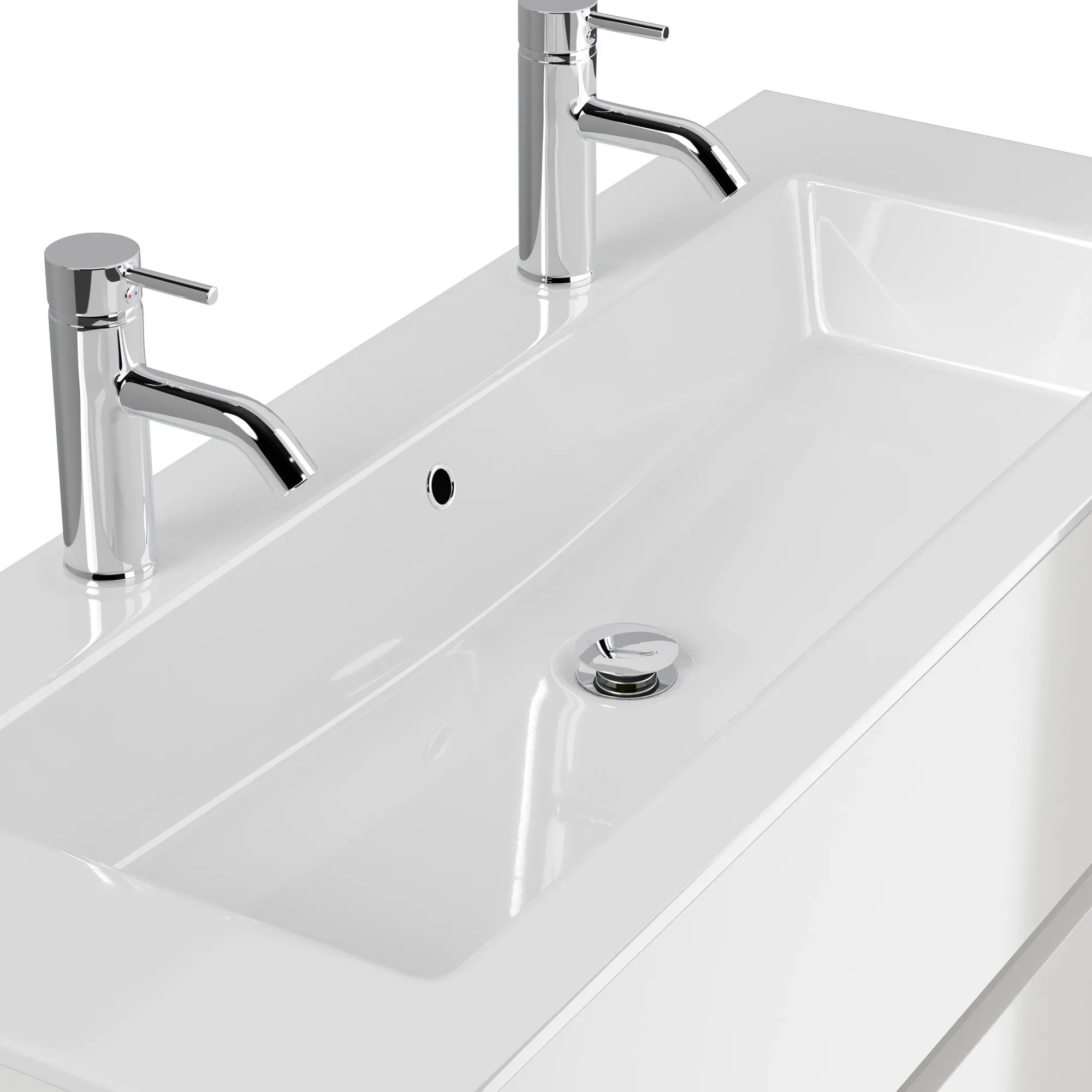 Wastafelkasten^Huisenthuis Badmeubel Phoenix Hoogglans Dubbele Kraan 120 cm Wit