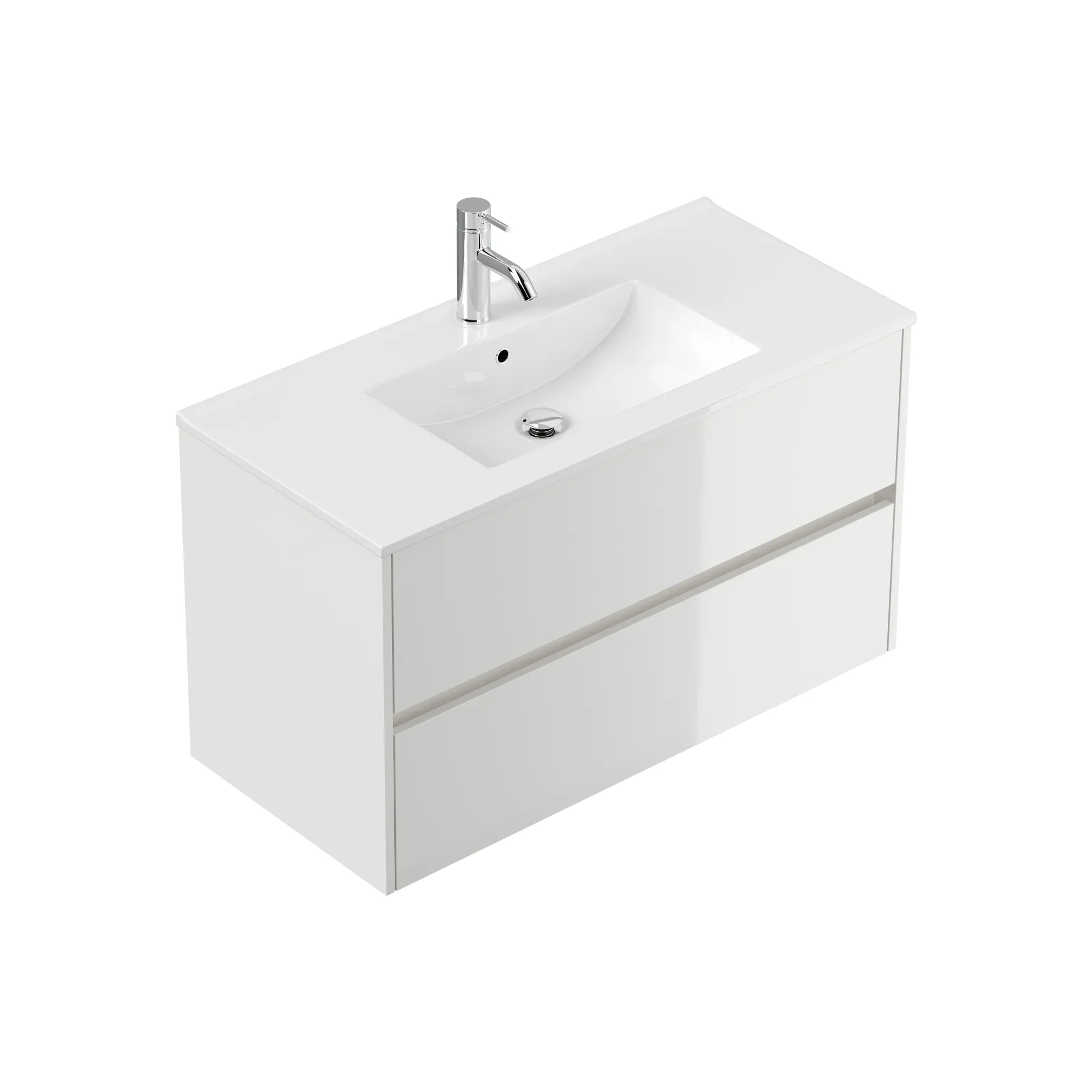 Wastafelkasten^Huisenthuis Badmeubel Phoenix Hoogglans 100 cm Wit