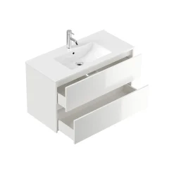 Wastafelkasten^Huisenthuis Badmeubel Phoenix Hoogglans 100 cm Wit