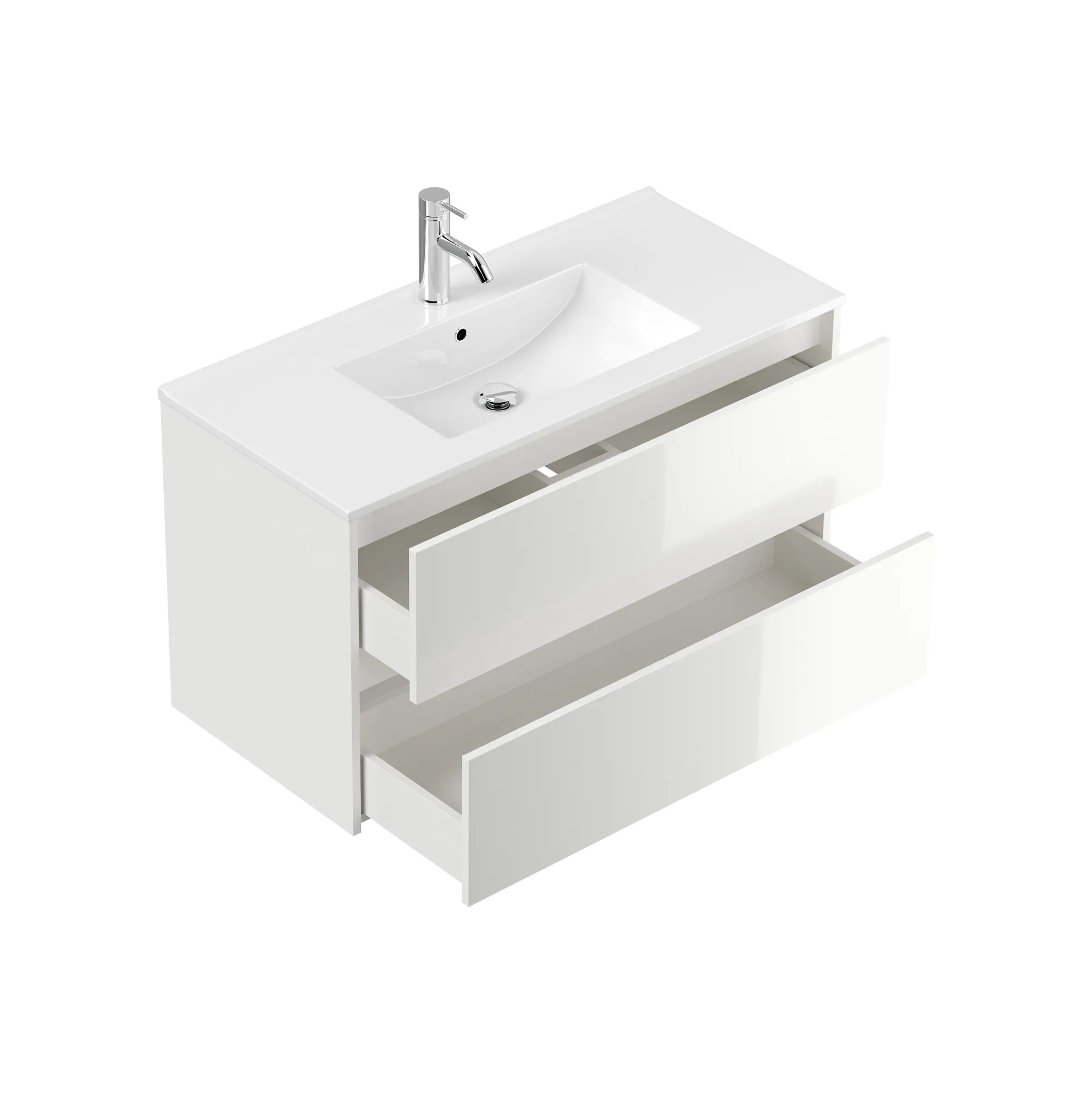 Wastafelkasten^Huisenthuis Badmeubel Phoenix Hoogglans 100 cm Wit