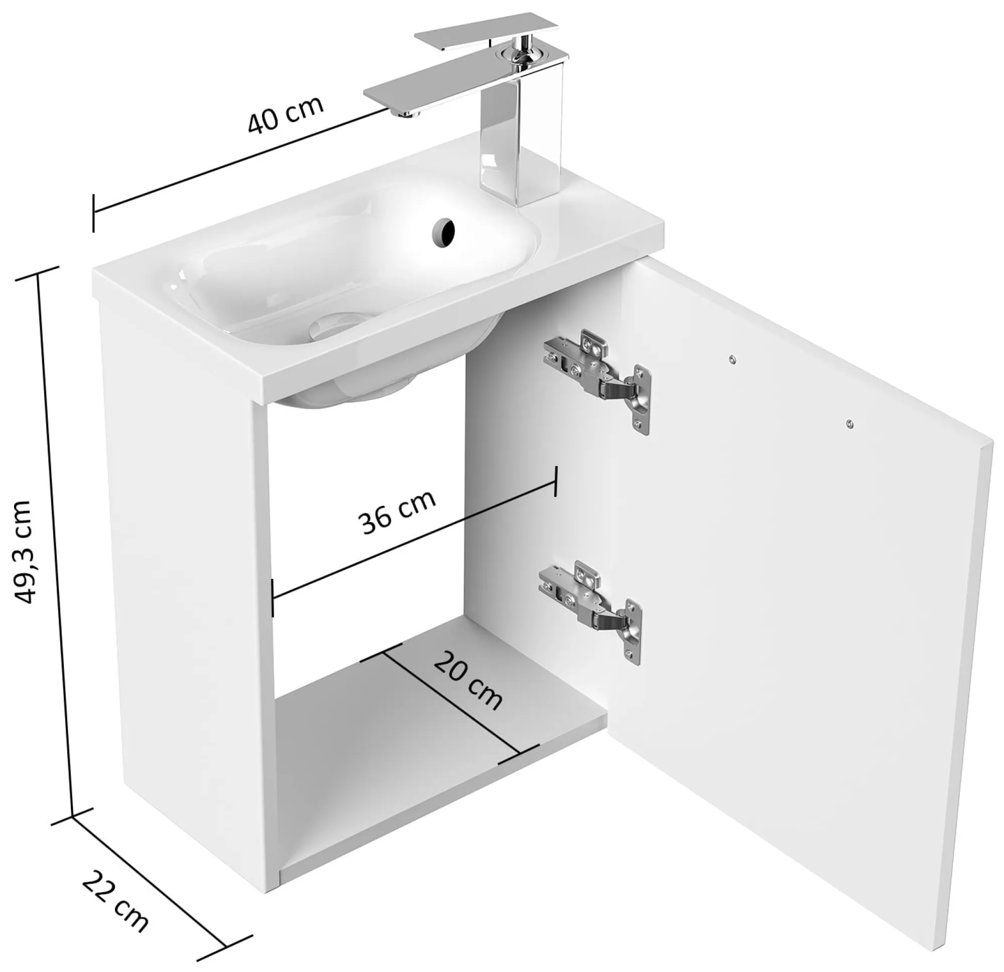 Wastafelkasten^Huisenthuis Badmeubel Tunis Hoogglans 40 cm Wit