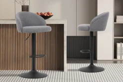 Barkrukken^Huisenthuis Barkruk Babet Bouclé – Set van 2 Lichtgrijs