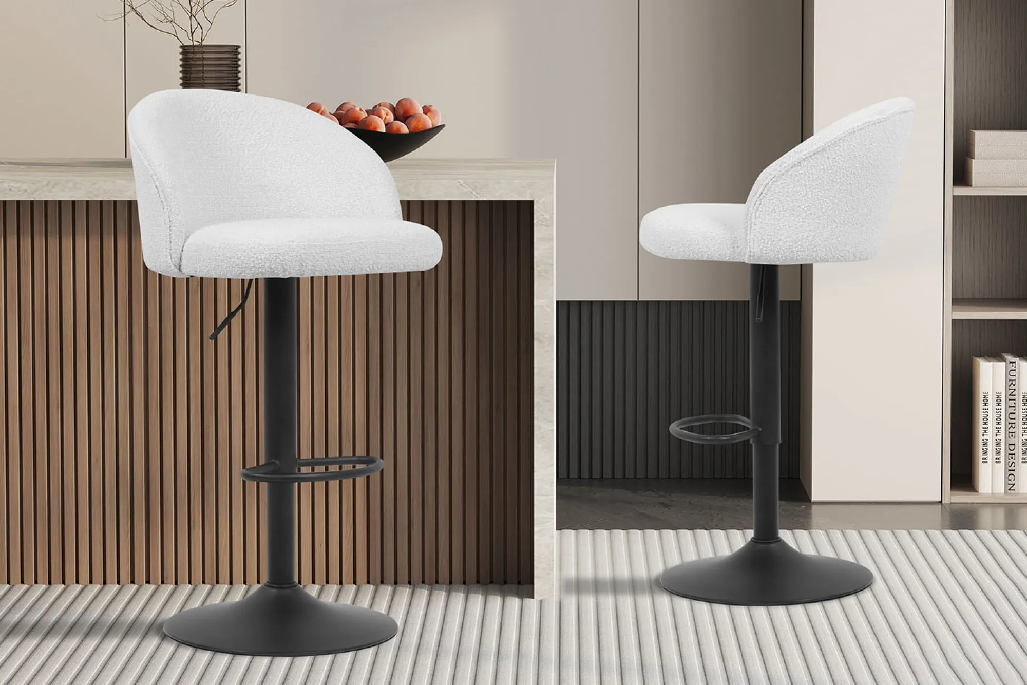 Barkrukken^Huisenthuis Barkruk Babet Bouclé – Set van 2 Wit