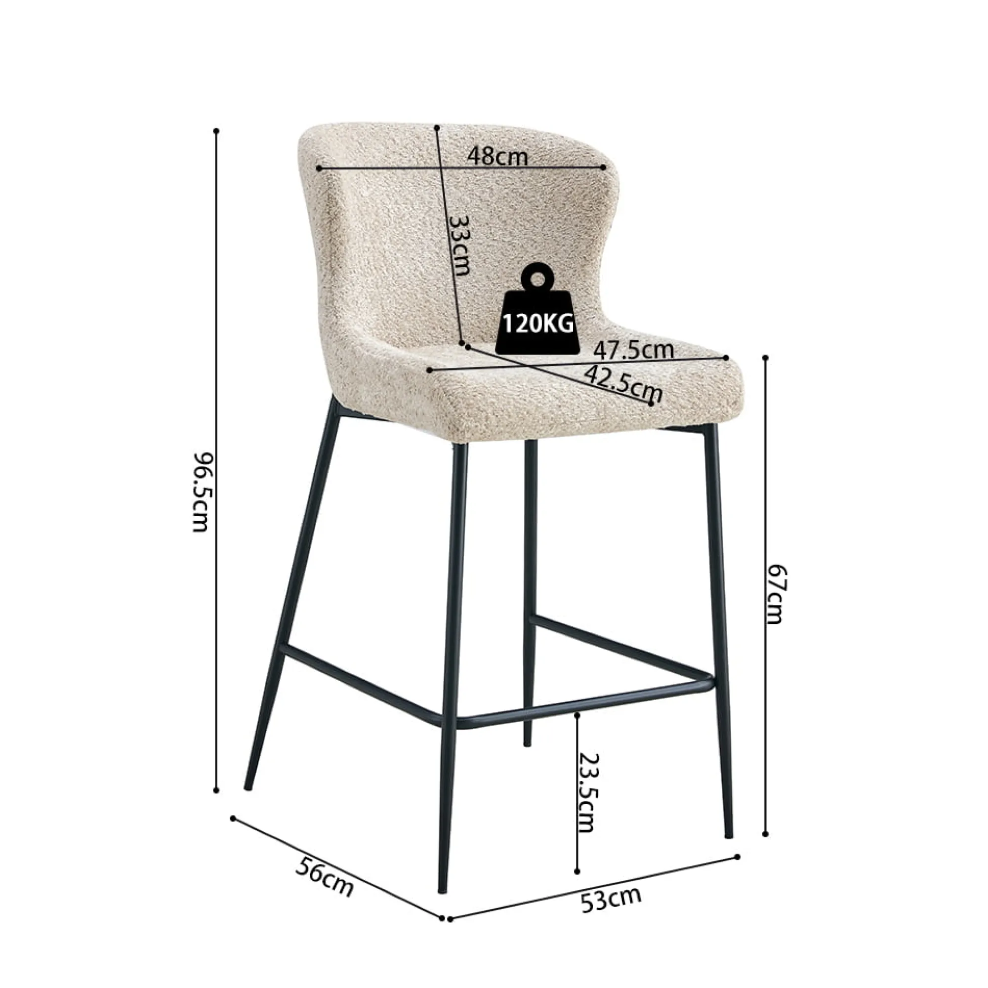 Barkrukken^Huisenthuis Barkruk Jolie Bouclé Beige – Set van 2