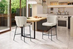 Barkrukken^Huisenthuis Barkruk Jolie Bouclé Beige – Set van 2