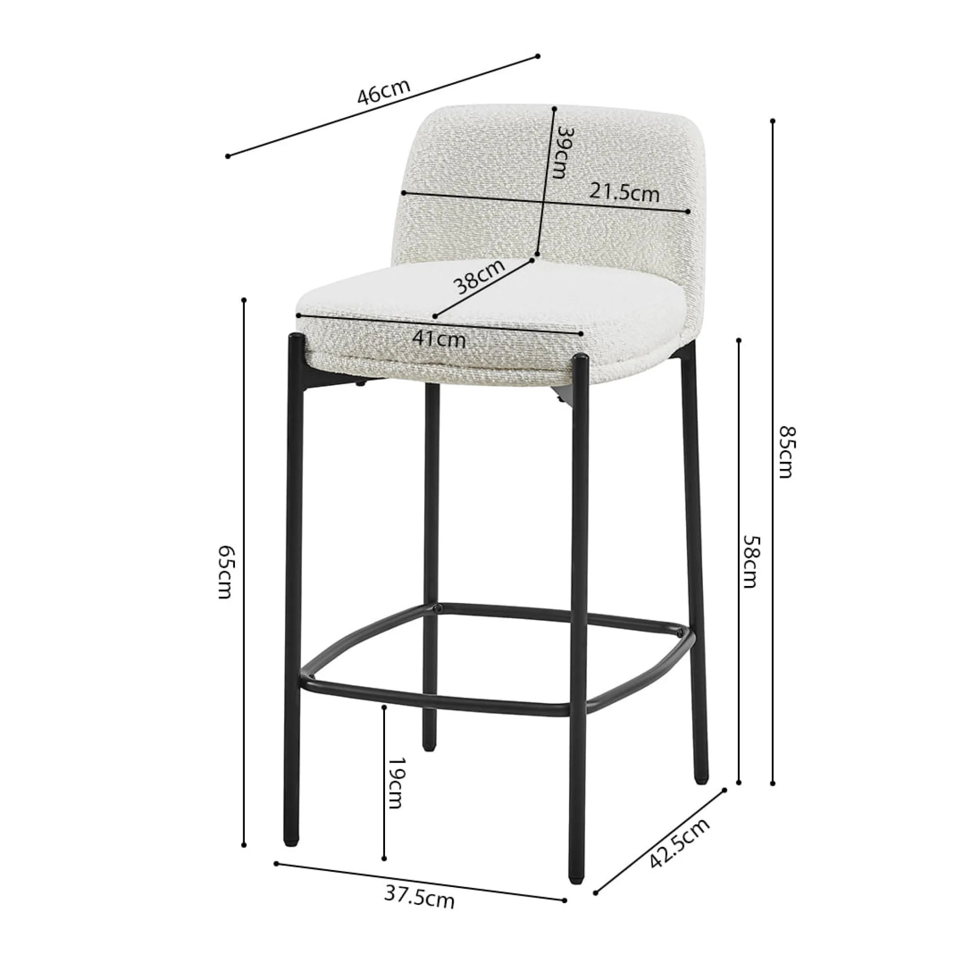 Barkrukken^Huisenthuis Barkruk Lylou Stof – Set van 2 Wit