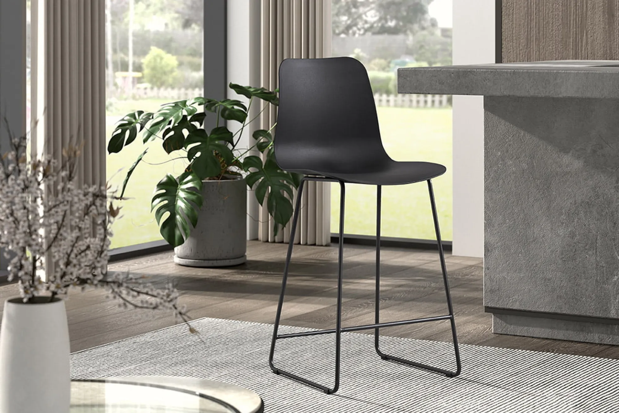 Eetkamerstoelen^Huisenthuis Barkruk Penny – Set van 2 Zwart