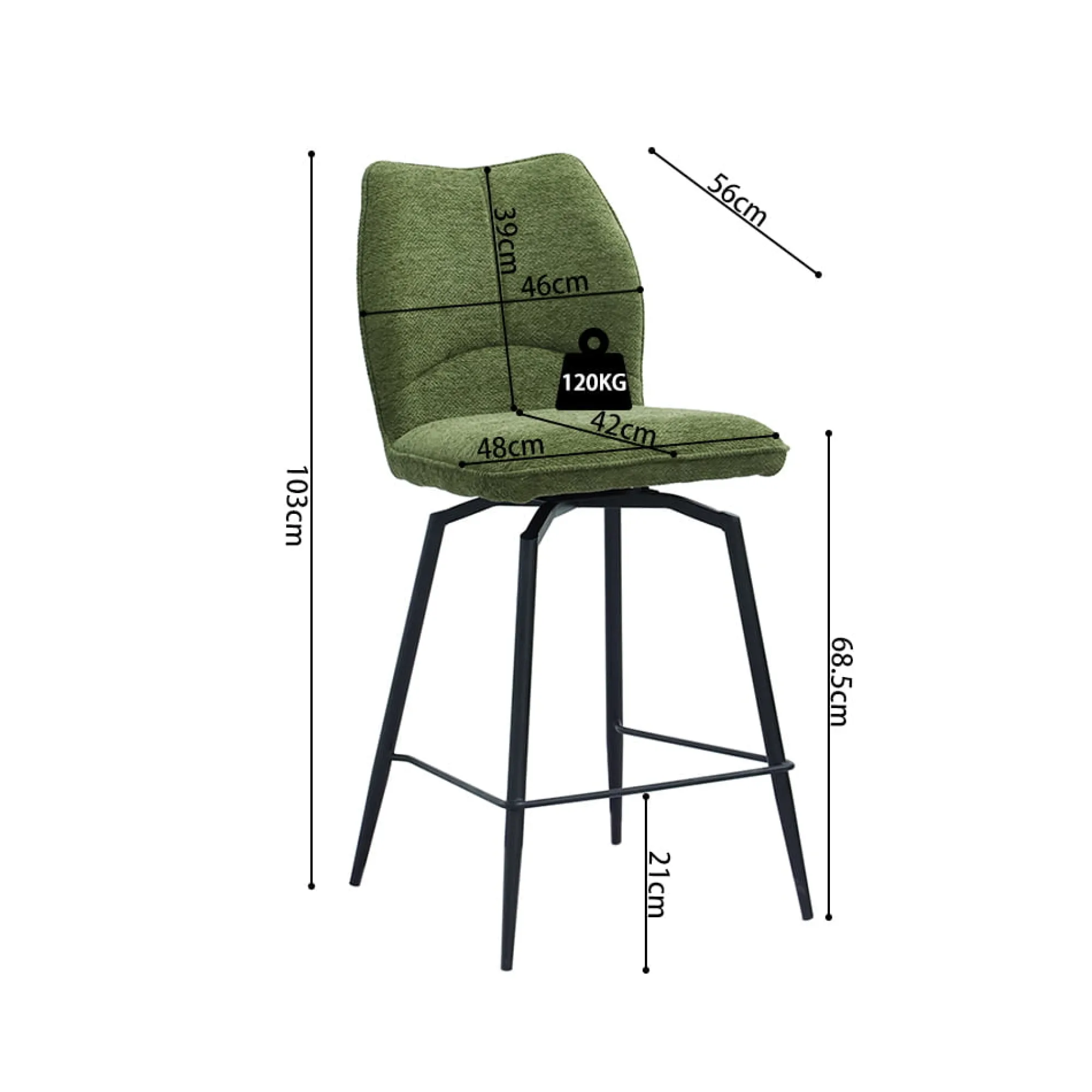 Barkrukken^Huisenthuis Barkruk Quincy Groen – Set van 2
