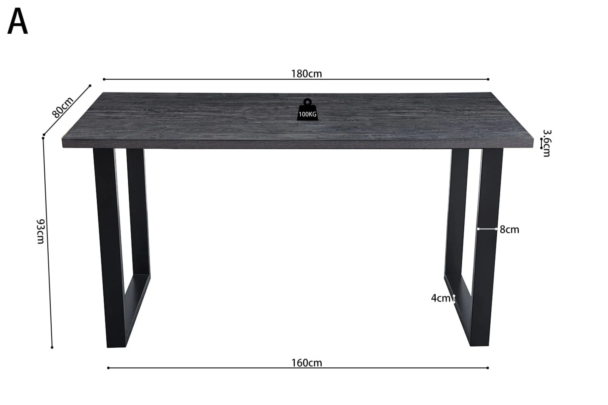 Eetkamertafels^Huisenthuis Bartafel Eugene Donkerbruin 180cm
