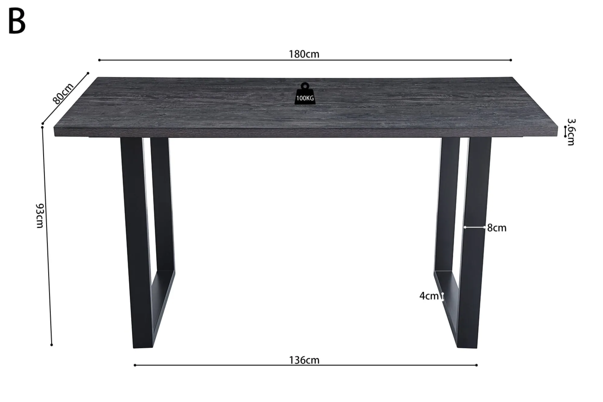Eetkamertafels^Huisenthuis Bartafel Eugene Donkerbruin 180cm