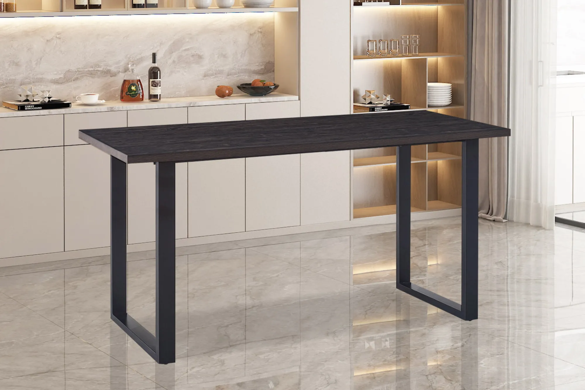 Eetkamertafels^Huisenthuis Bartafel Eugene Donkerbruin 180cm